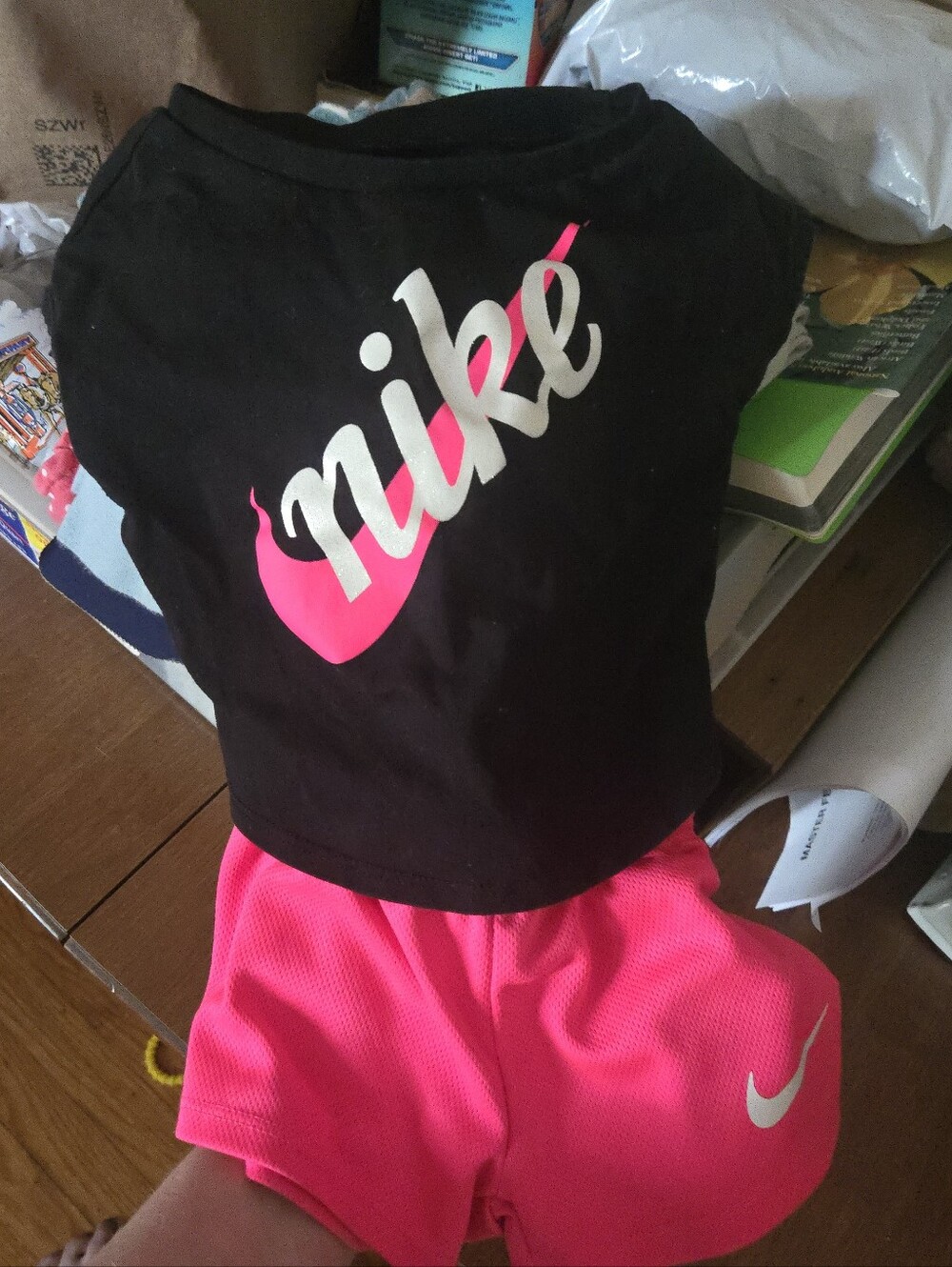 Nike Girls' Black Tee & Pink Shorts Set
